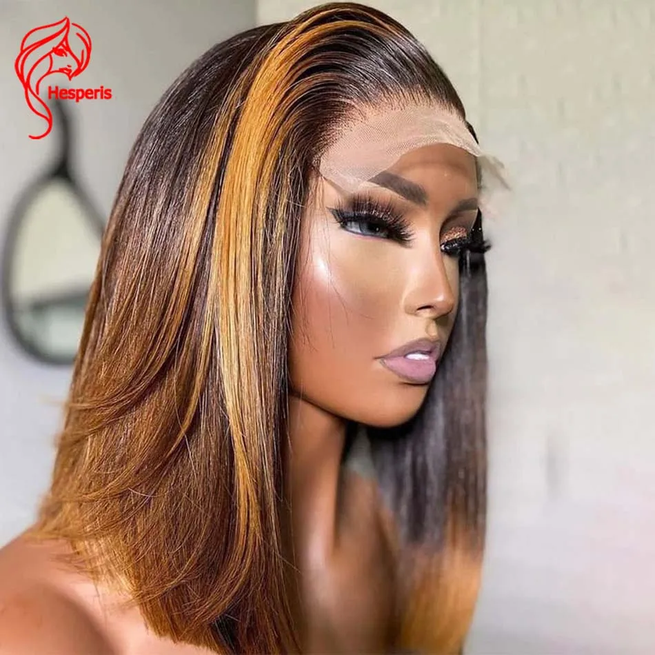 

Hesperis Ombre Bob Lace Front Wig Pre Plucked For Women Brazilian Remy 13X6 Lace Frontal Human Hair Wigs With HIghlight Bob Hair