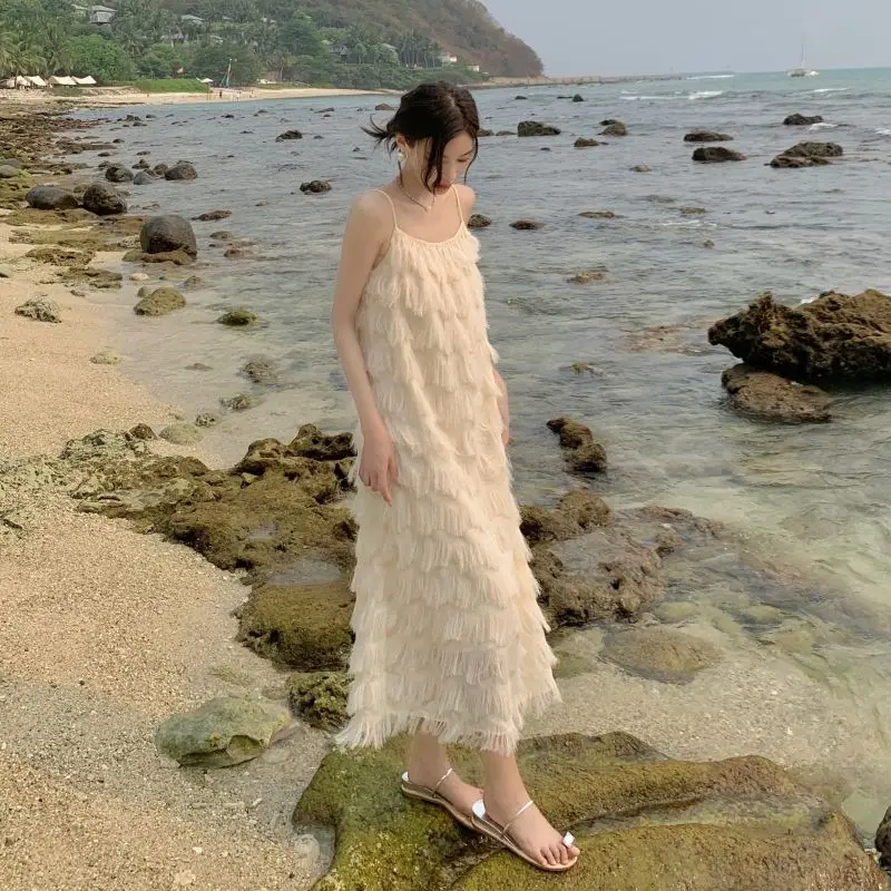 Shpmishal Korean Fashion Tassel White Dress for Women's Summer New French Socialite Temperament Camisole Dress Female Clothing
Shpmishal Korean Fashion Tassel White Dress for Women's Summer New French Socialite Temperament Camisole Dress Female Clothing