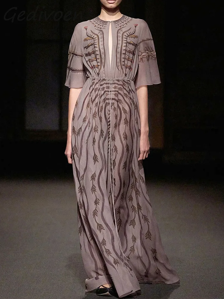 Летнее модное дизайнерское винтажное Повседневное платье Gedivoen с принтом, женское облегающее длинное платье с круглым вырезом и вырезом на завязках
Летнее модное дизайнерское винтажное Повседневное платье Gedivoen с принтом, женское облегающее длинное платье с круглым вырезом и вырезом на завязках