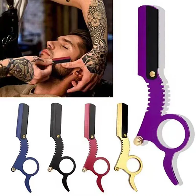 

Straight Edge Barber Razor Haircut Beard Eyebrow Shaving Tool Folding Shaving Razor Home Thumb Barber Knife Replaceable Blade