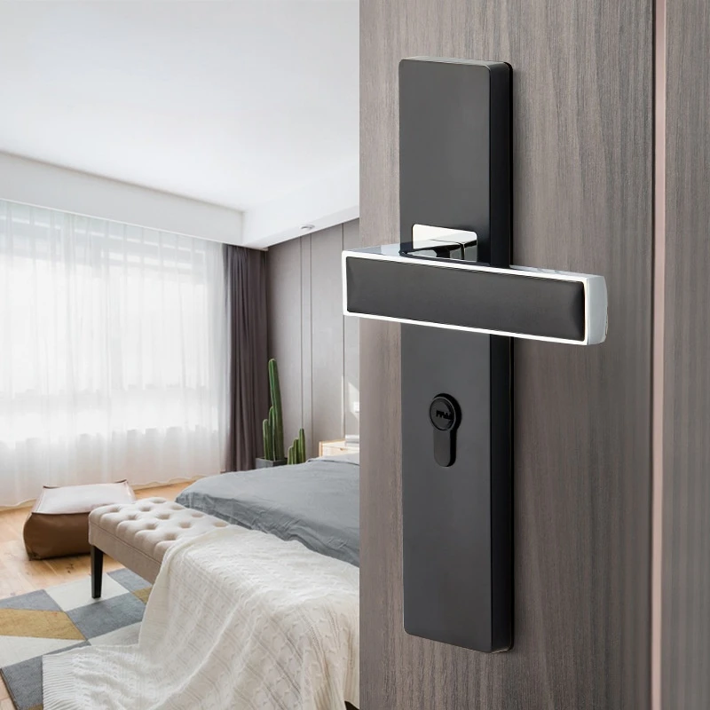 Черный внутренний минималистичный дверной замок для спальни, домашний Магнитный бесшумный деревянный дверной замок, замок с ручкой из цинкового сплава, механический замок 
Черный внутренний минималистичный дверной замок для спальни, домашний Магнитный бесшумный деревянный дверной замок, замок с ручкой из цинкового сплава, механический замок