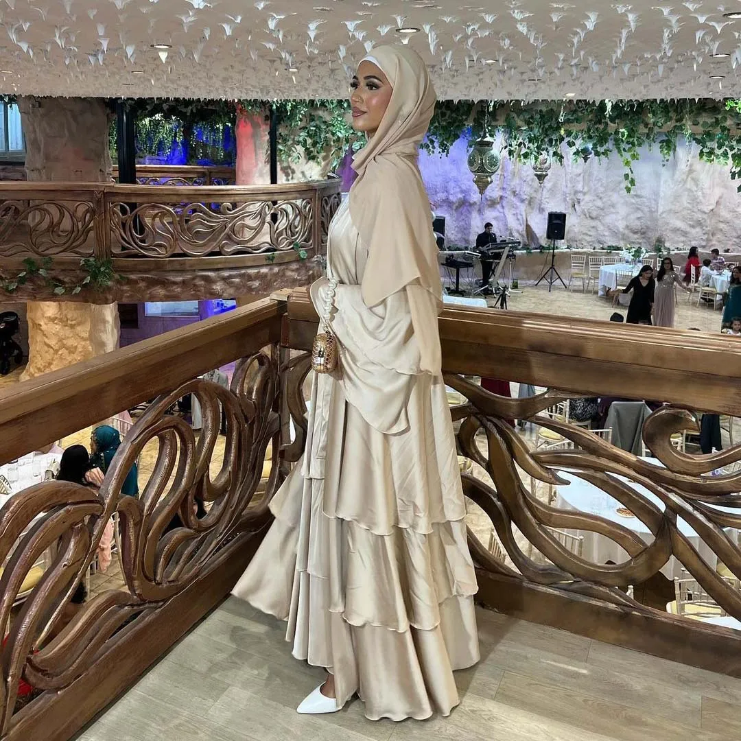 

2024 Ramadan Dubai Muslim Modest Cardigan Coat Eid Arab Open Abaya Dress with Belt Islamic Turkey Long Sleeve Kimono Clothing