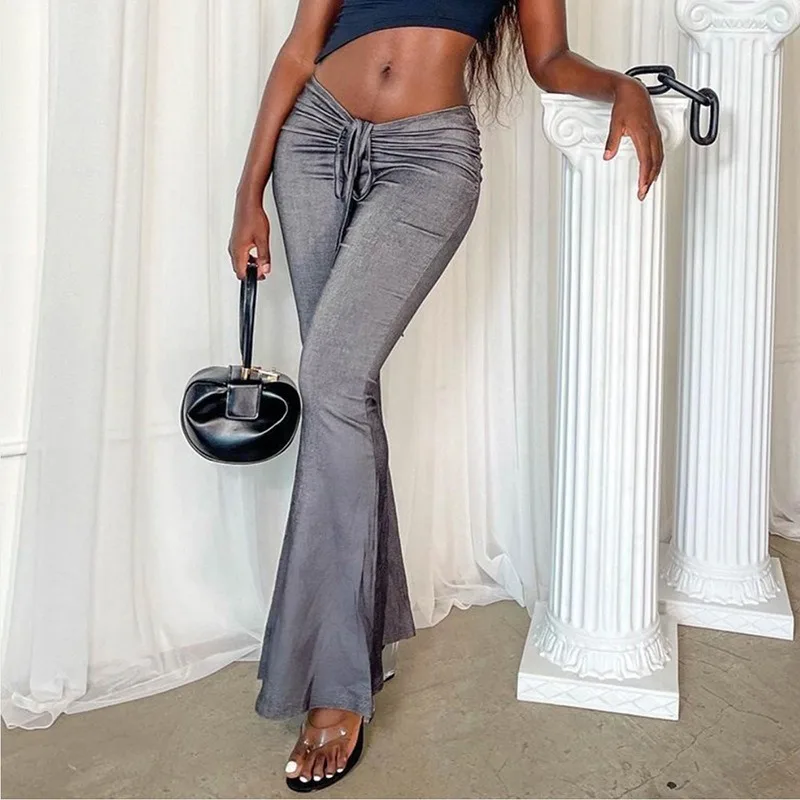 Y2K Flare Pants Women Drawstring Ruched Low Waist Long Trousers Elastic Casual Streetwear Fashion Bandage Bottoms High Street
Y2K Flare Pants Women Drawstring Ruched Low Waist Long Trousers Elastic Casual Streetwear Fashion Bandage Bottoms High Street