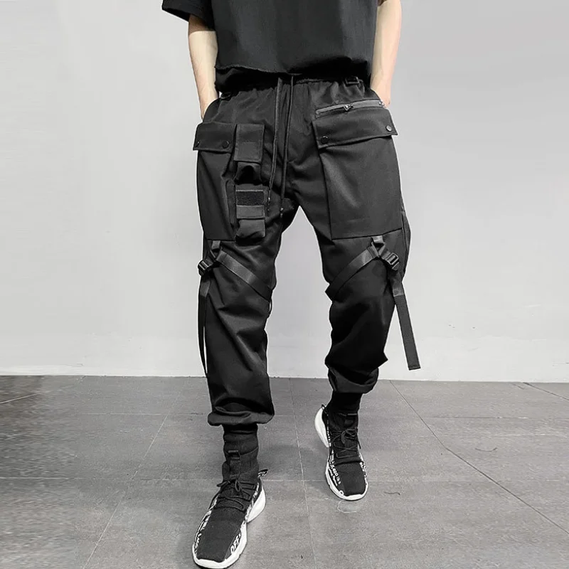 

2024 Autumn New Men Punk Style Multi-pocket Tactical Cargo Pants Y2K High Street Outdoor Techwear Cuffed Pants pantalones шорты