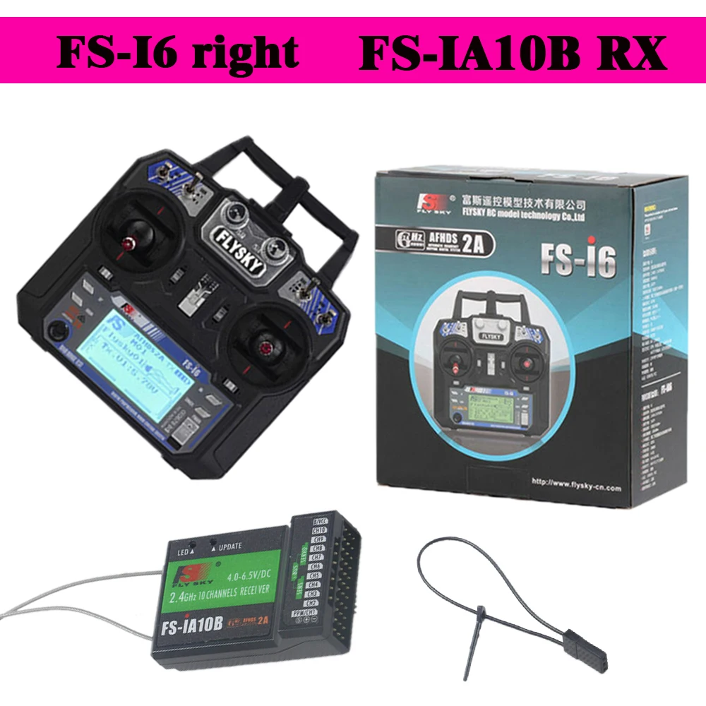 

Flysky FS-i6 Radio System Transmitter AFHDS 2A 2.4GHz 6CH With Receiver IA6 IA6B IA10B For RC Airplane Drone Boat Hobby