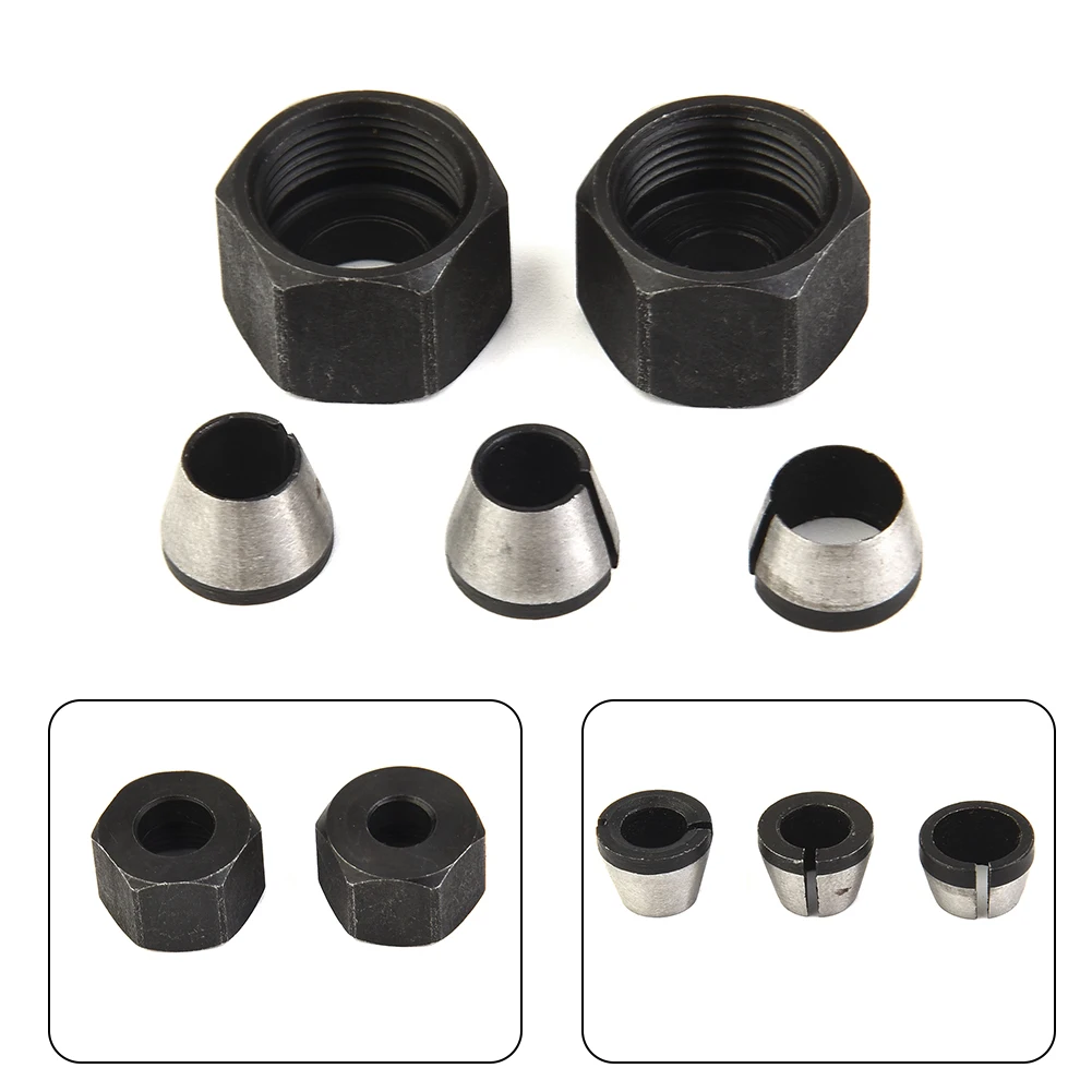 Trimmer Collet Chuck Router Bit Collet 5pcs/set Carbon Steel Chuck Router Bit Engraving Shank Adapter With Nut
Trimmer Collet Chuck Router Bit Collet 5pcs/set Carbon Steel Chuck Router Bit Engraving Shank Adapter With Nut