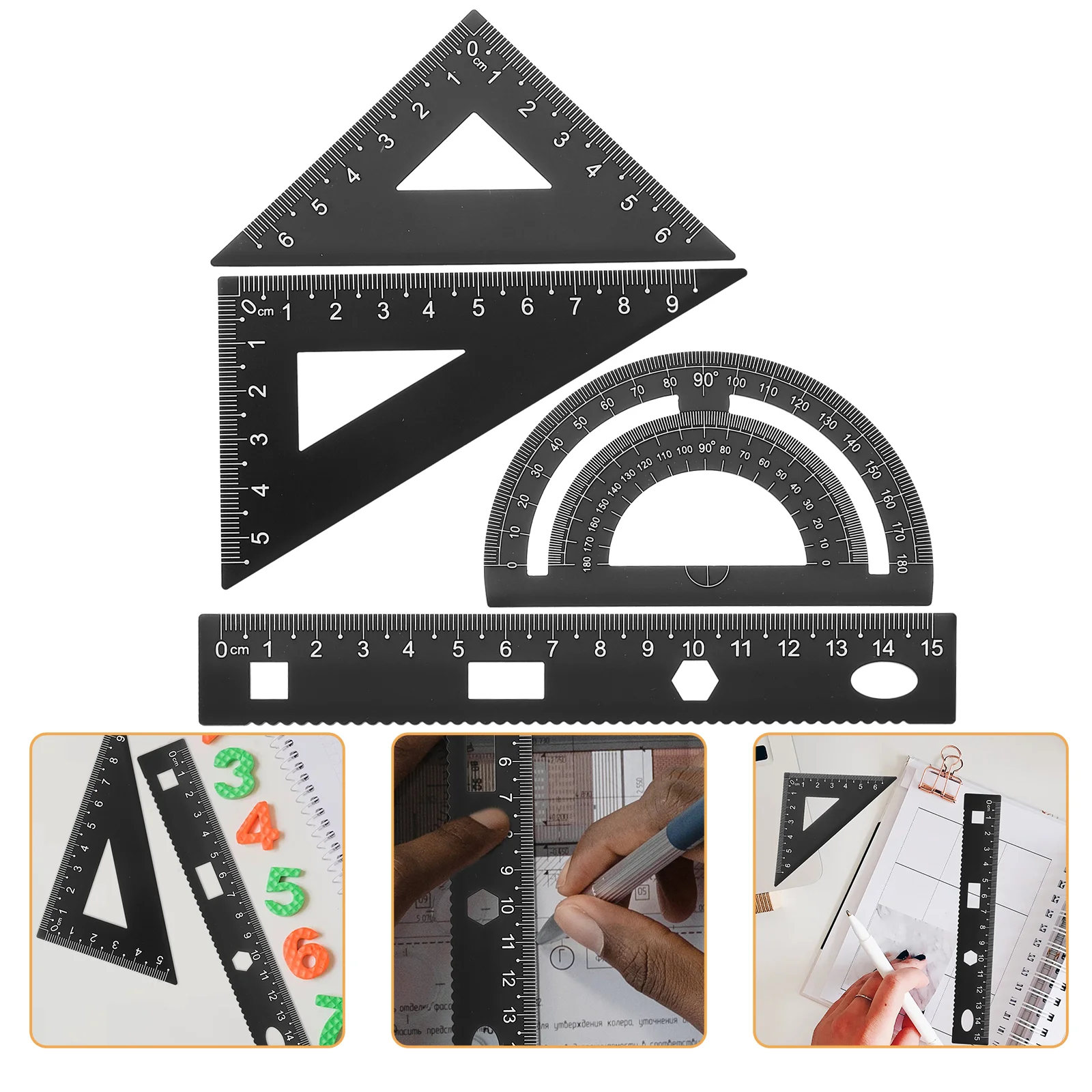 DIY Metal Ruler Stationery Set Sturdy Office Ruler Triangular Plate Protractor Testing Ruler for Pupils Students Black
DIY Metal Ruler Stationery Set Sturdy Office Ruler Triangular Plate Protractor Testing Ruler for Pupils Students Black