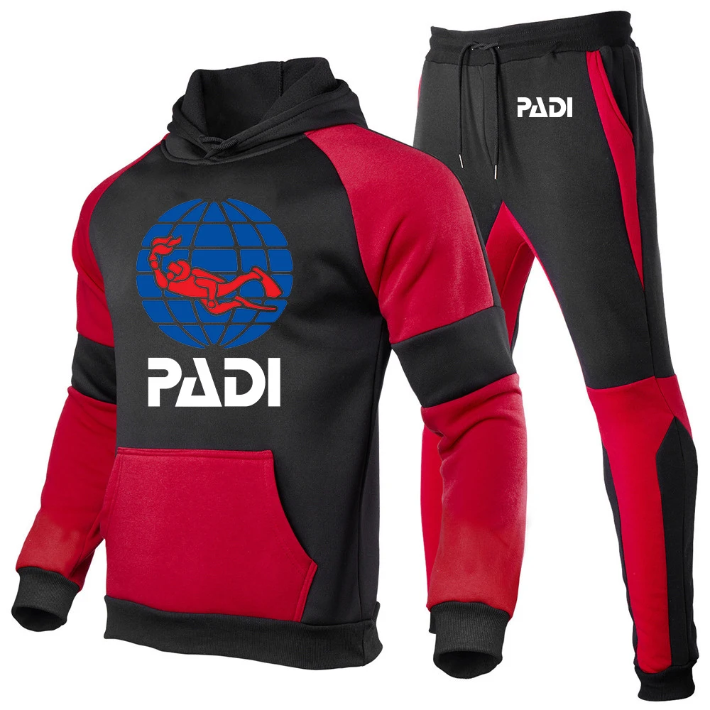 

Scuba Driver Padi Printed Men's Sets Hoodie+Pants Pieces Autumn Winter Casual Tracksuit Male Sportswear Clothing Sweat Suit