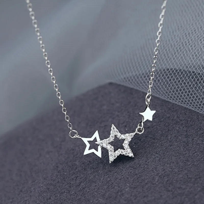 Fashion Sliver Color Zircon Star Pendant Necklaces for Women Korean Simple Crystal Stars Clavicle Chain Necklace Jewelry Gift
Fashion Sliver Color Zircon Star Pendant Necklaces for Women Korean Simple Crystal Stars Clavicle Chain Necklace Jewelry Gift