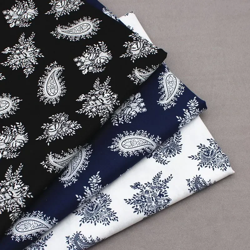 

150*145cm Retro Printed Cotton Poplin Fabric Women's Dress Shirt Clothing Sewing Cloth DIY Patchwork Handmade Material