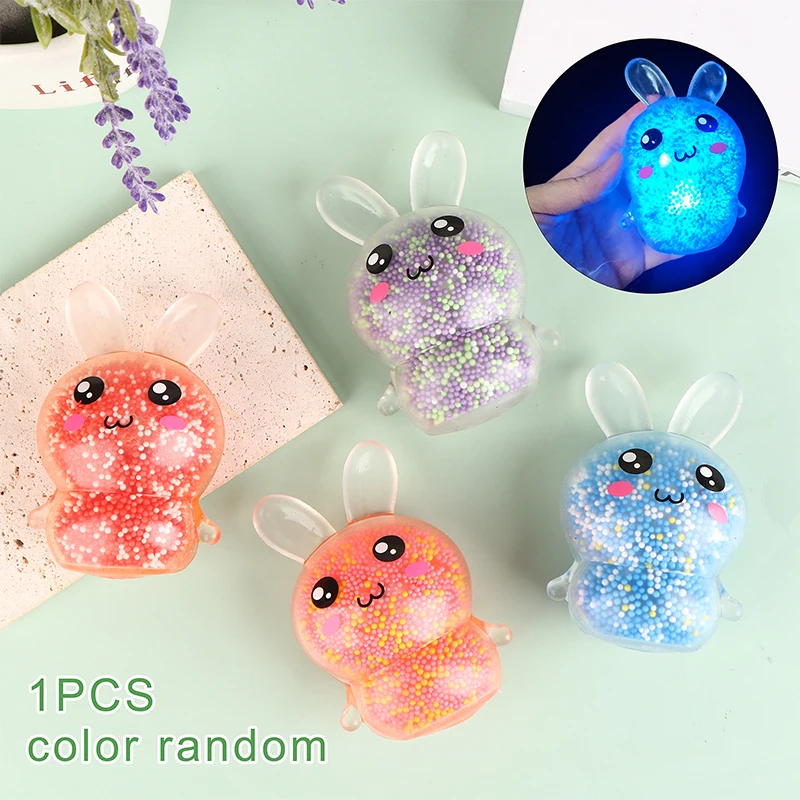 

1PC Decompression Sensory Toy Luminous Bunny Grape Ball Squeeze Fidget For Autism With Beads Boys Girl Xmas Gift Release Stress