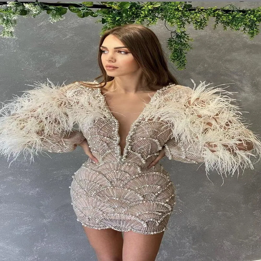 Women Luxury Show Dress Stage With Pearl Feather Nightclub Bar Singer Birthday Evening Party Cocktail Dresses Performance Costu
Women Luxury Show Dress Stage With Pearl Feather Nightclub Bar Singer Birthday Evening Party Cocktail Dresses Performance Costu