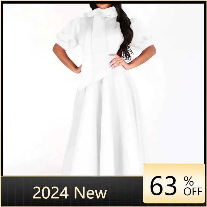 Summer Bowknot Collar Lantern Short Sleeve Lady Mid-Length African Women Midi Dress Sexy Party Even Dresses Vestidos
Summer Bowknot Collar Lantern Short Sleeve Lady Mid-Length African Women Midi Dress Sexy Party Even Dresses Vestidos