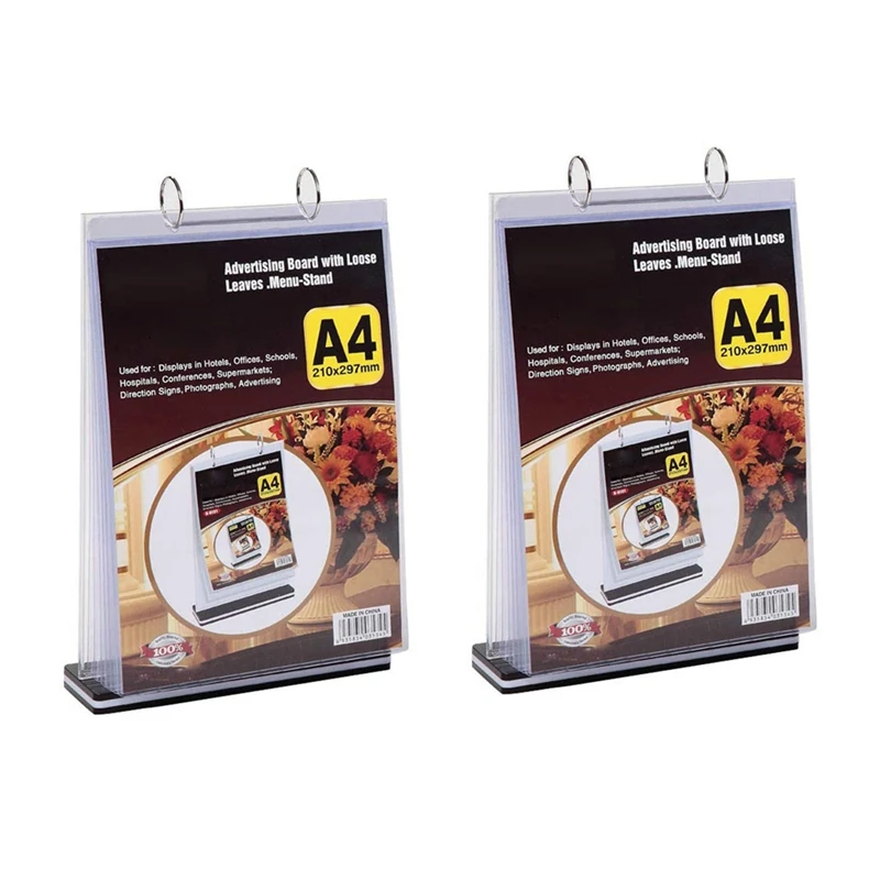 

2X A4 Multi-Page Flip Display Card Label Display Stand Detachable Label Business Menu Holder