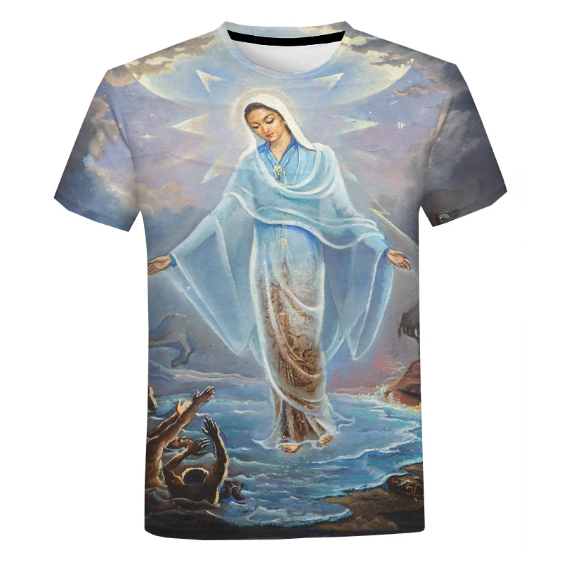 

New Christian Men's and Women's T Shirt 3D Print Jesus Birth Mother Virgin Mary T Shirt Harajuku Oversized Street Fashion Tops