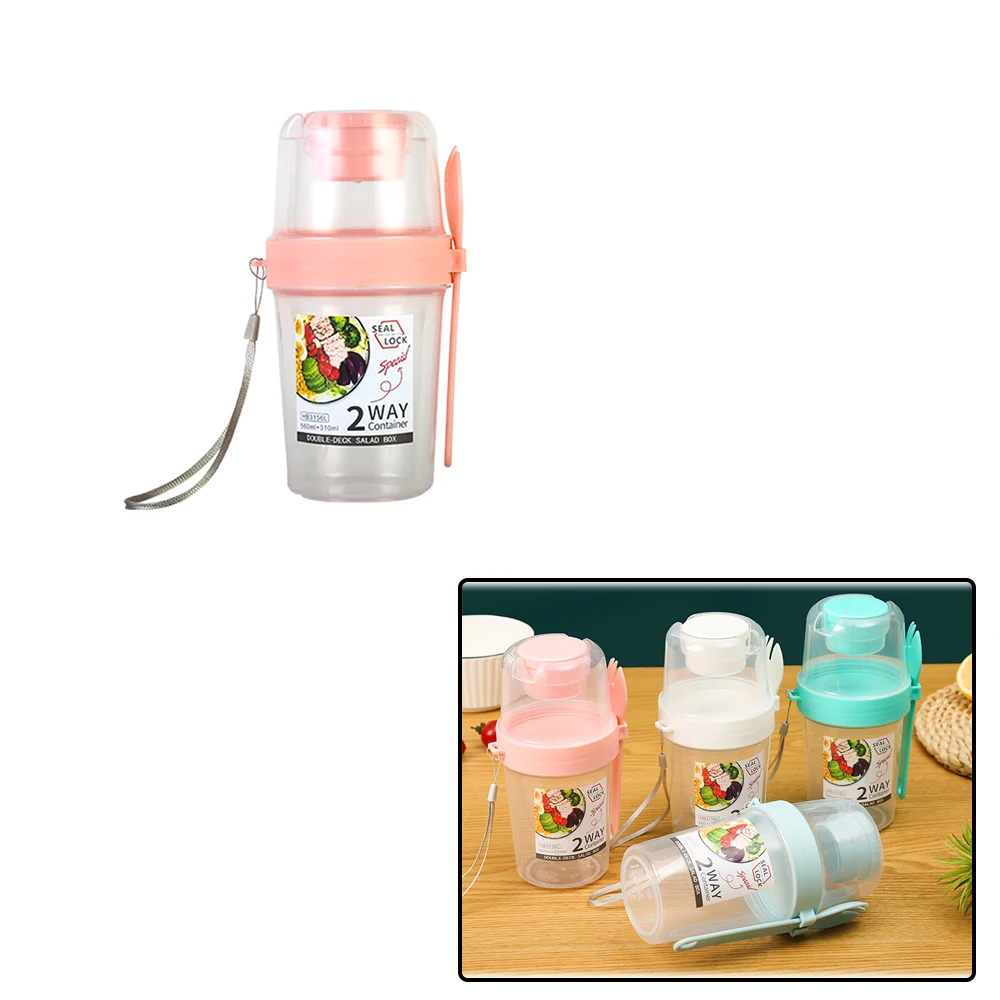 Portable Salad Mug - Portable Fruit and Vegetable Salad Double deck mug with built-in dressing box and spork
Portable Salad Mug - Portable Fruit and Vegetable Salad Double deck mug with built-in dressing box and spork