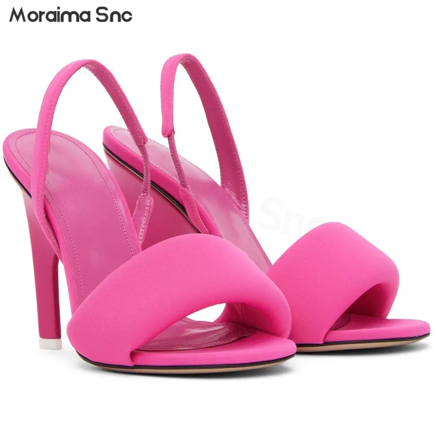 

Pink One-Word Open-Toed Sandals Summer New Round Toe Stiletto Fluorescent Green High-Heeled Sandals Sexy Fashion Women's Shoes