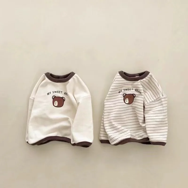 Ins Japan Korea Baby Striped Long-Sleeved T-Shirt Spring Autumn Children'S Clothing Bear Print Casual Loose Pullover Shirt
Ins Japan Korea Baby Striped Long-Sleeved T-Shirt Spring Autumn Children'S Clothing Bear Print Casual Loose Pullover Shirt
