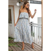 Women Fashion Casual Bandeau Holiday Style Printed Long Dress For 2022 New Spring Summer Strapless Ruffled Floral Dresses 
Women Fashion Casual Bandeau Holiday Style Printed Long Dress For 2022 New Spring Summer Strapless Ruffled Floral Dresses