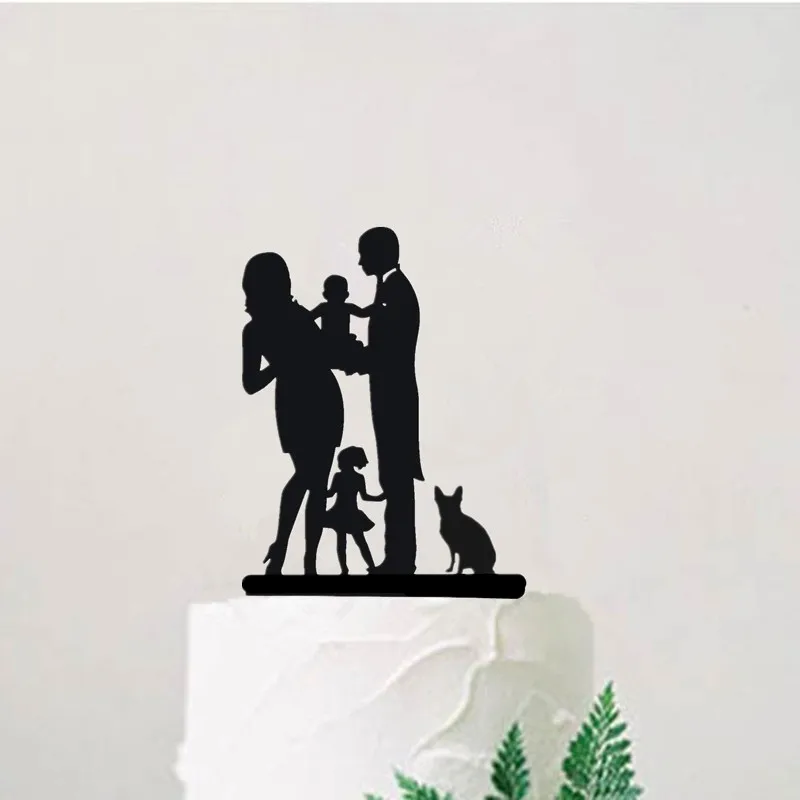 

Family Cake Topper Bride and Groom With Kids Baby Girl or Boy Birthday Topper Anniversary Cake Decorating