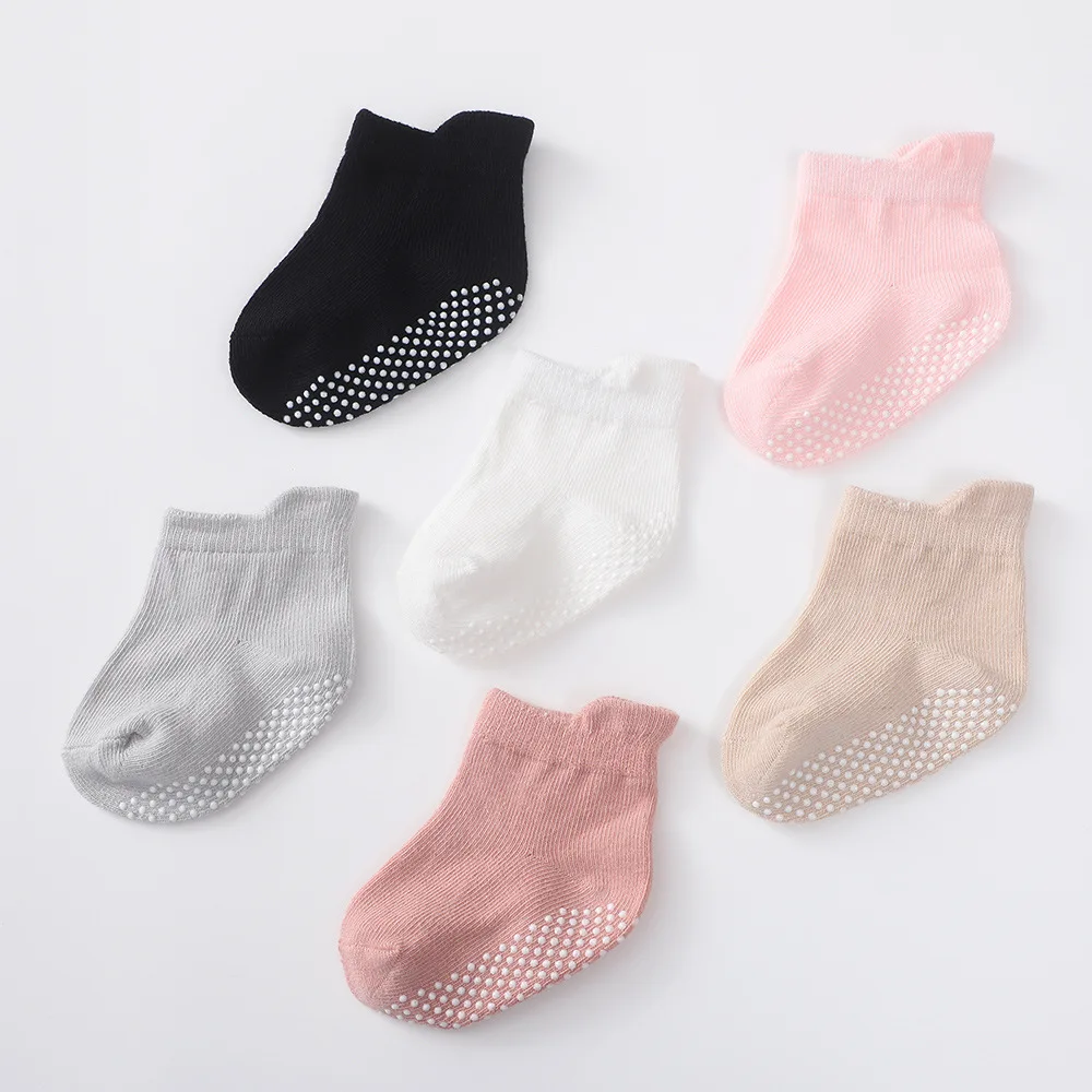 

Toddler Kids Solid Antiskid Knitted Socks Newborn Baby Prewalker New Spring Cotton Floor Sock Autumn Infant Boy Girl Sock 0-12M