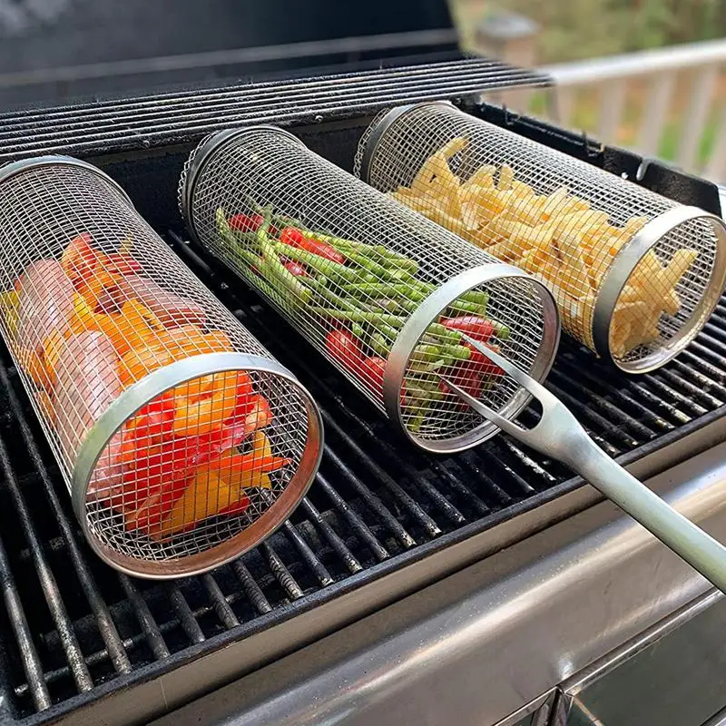 BBQ Basket Outdoor Cooking Camping Picnic Cylindrical BBQ Grill Vegetable Roasting Fish Stainless Steel Wire Mesh Barbecue Rack
BBQ Basket Outdoor Cooking Camping Picnic Cylindrical BBQ Grill Vegetable Roasting Fish Stainless Steel Wire Mesh Barbecue Rack