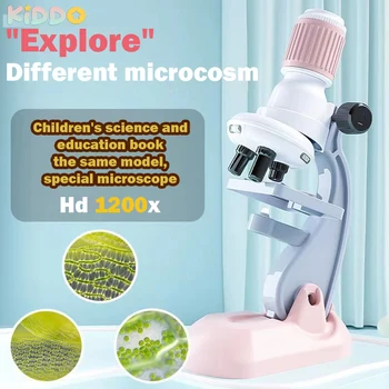 Childrens Microscope Portable Handheld Biology Science laboratory Kit Microscopes Educational Experiments Kit 200X/600X/1200X