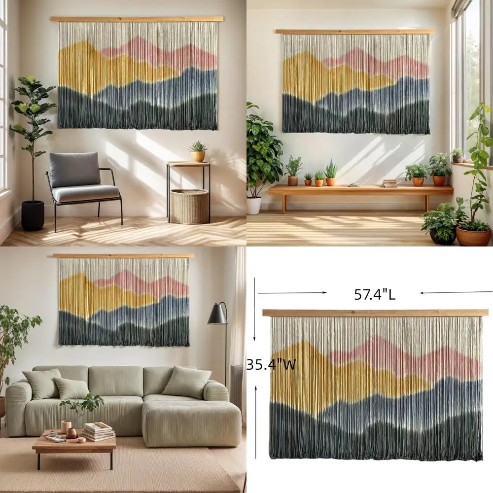Dip-Dyed Mountain Macrame Wall Tapestry 1