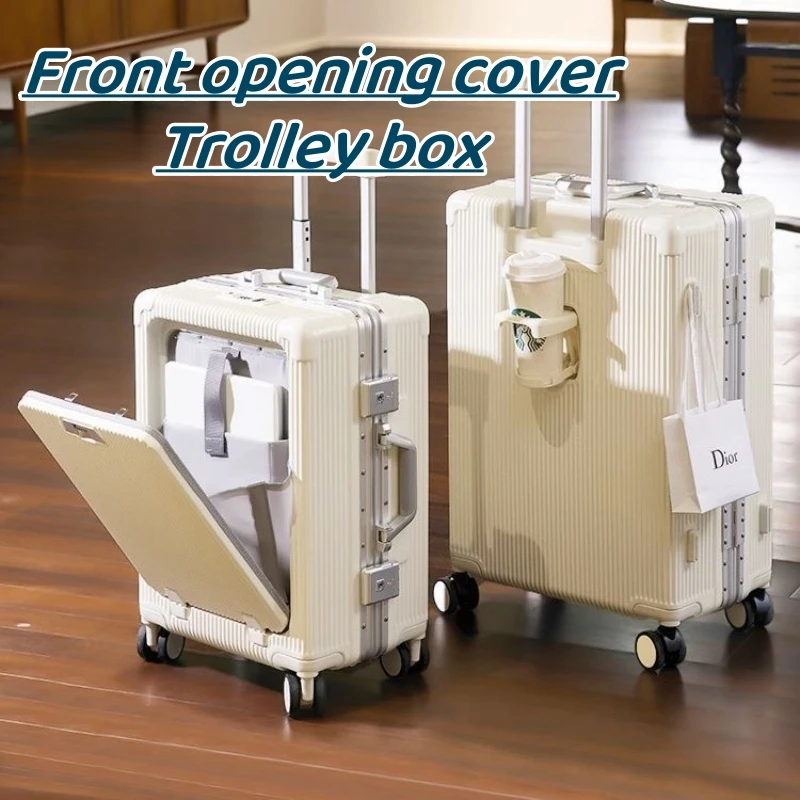 Multi functional luggage compartment aluminum frame front open lid pull rod box password box 20 inch boarding case
Multi functional luggage compartment aluminum frame front open lid pull rod box password box 20 inch boarding case