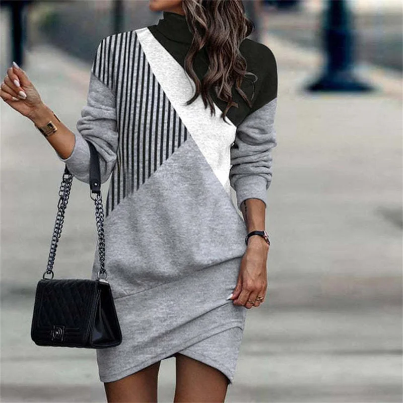 Women Elegant High Neck Street Mini Bodysuit Ladies Casual Clothing Print Long Sleeves Wrap Hip Irregular Splicing Dress
Women Elegant High Neck Street Mini Bodysuit Ladies Casual Clothing Print Long Sleeves Wrap Hip Irregular Splicing Dress