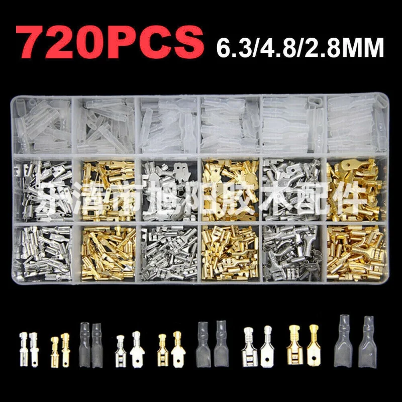

720PCs Male and Female Butt Bare Terminal with Sheath Boxed Cold-Pressure Connection Plug-in Suit Hook Switch Insert