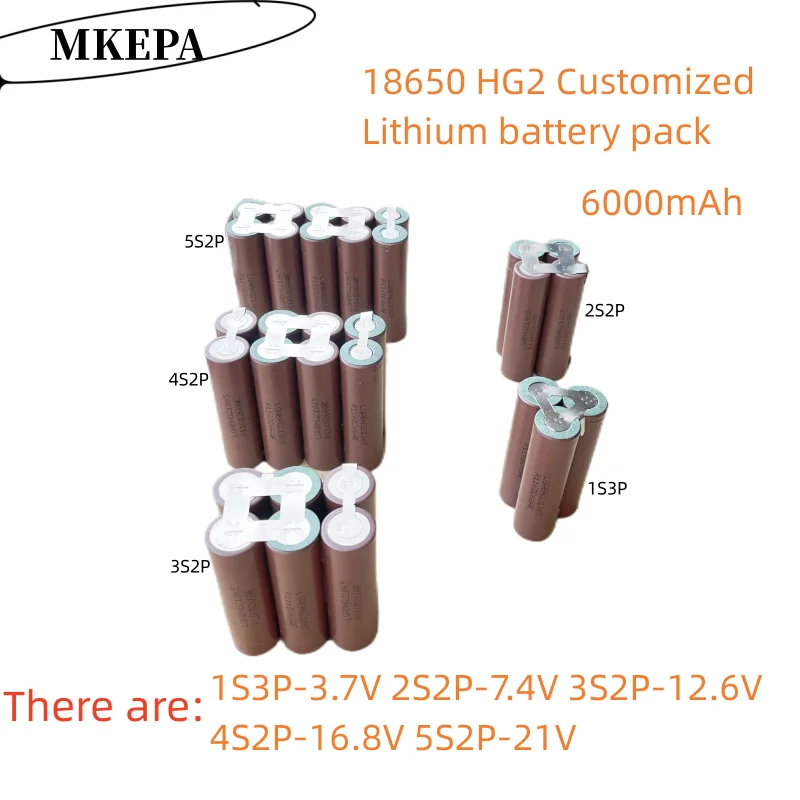 Customized 18650 HG2 lithium battery pack, 1S-5S 3.7V-21V suitable for small electric tools such as screwdrivers
Customized 18650 HG2 lithium battery pack, 1S-5S 3.7V-21V suitable for small electric tools such as screwdrivers