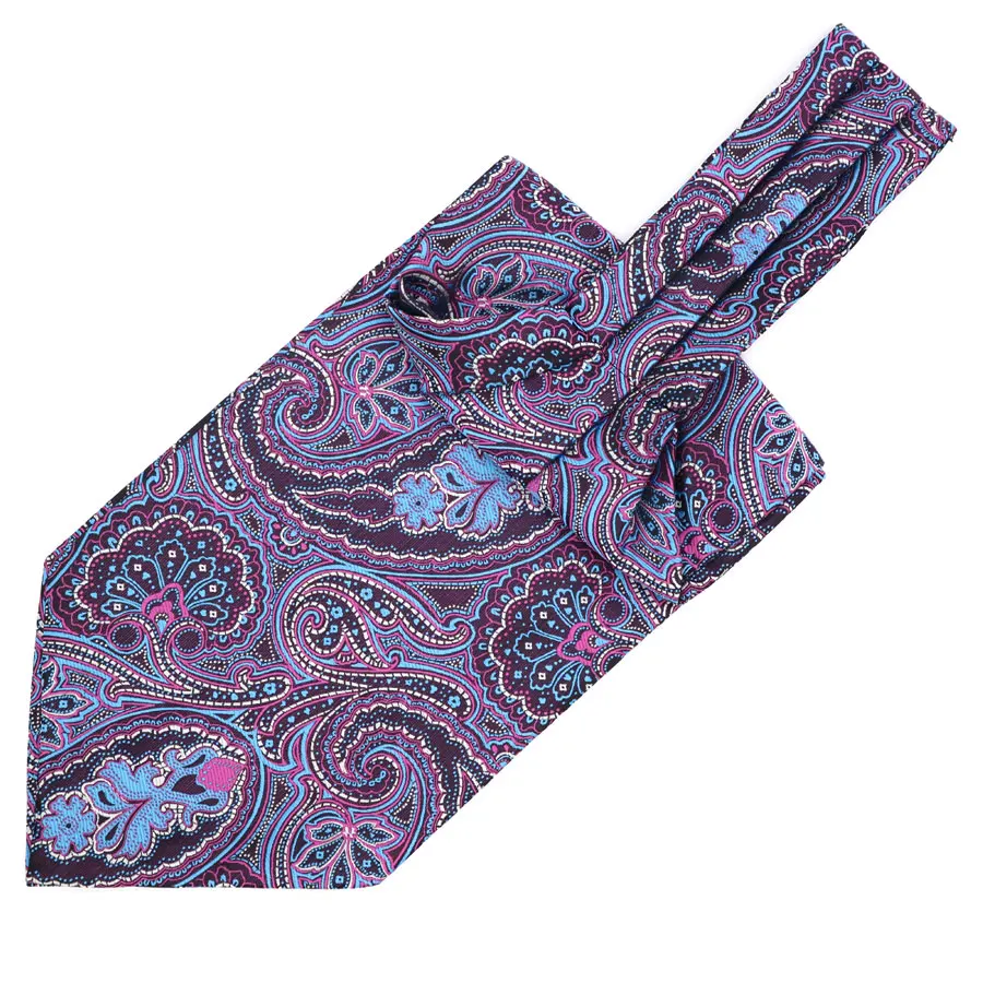 

Vintage 100% Silk Men's Cravat Ascot Ties Purple Blue Floral Jacquard Scarf Self-tied Neckties For Wedding Party LI20-04
