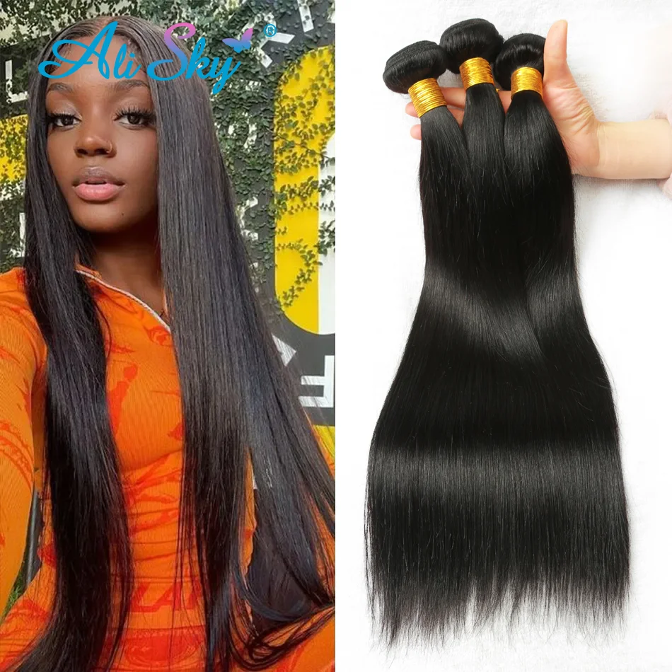 

Straight Hair 3 Bundles Peruvian Hair Weave Bundles Remy Hair Extensions Human Hair Weaving 1/3/4 Pieces Soft True to Length