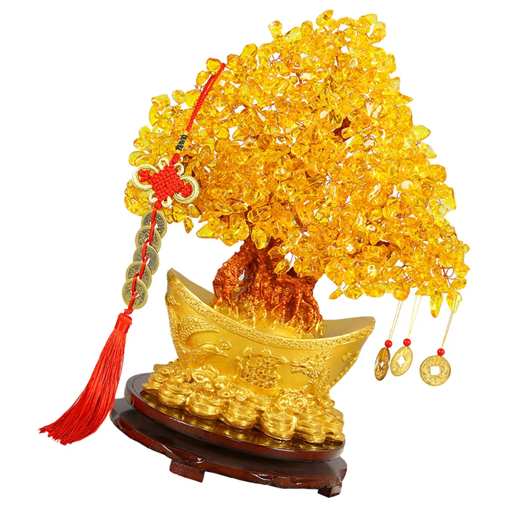 

Citrine Macrocarpa Creative Money Tree Decor Bonsai Crystal Delicate Decoration Classic Chinese Style Ornament