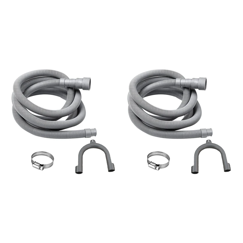 

2X Drain Hose Extension Set Washing Machine Hose 13Ft, Include Bracket Hose Connector And Drain Hoses Hose Clamps