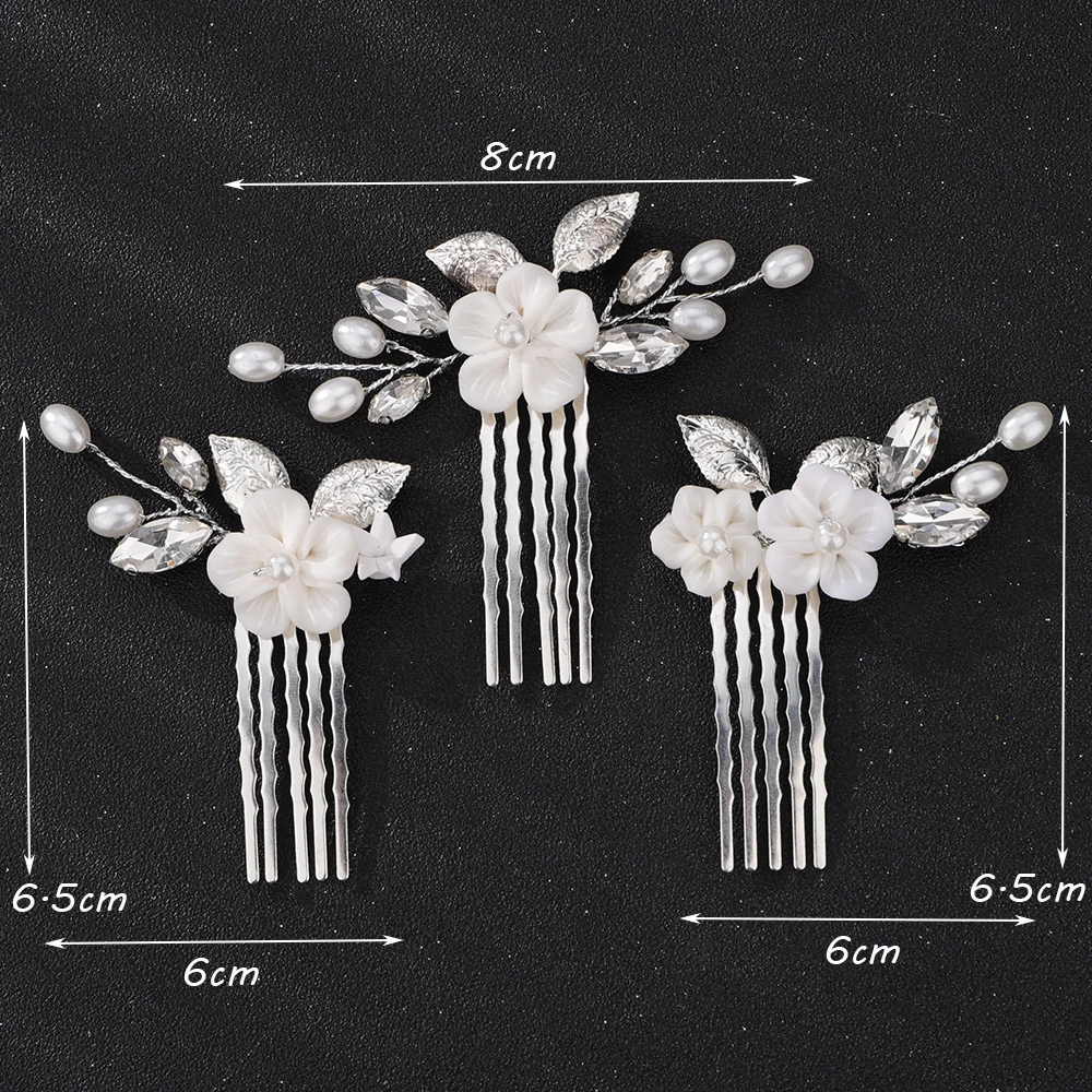 Silver Rhinestone Pearl Hair Accessories for Wedding Women Handmade Flower leaf Bridal Bride Hair Comb Party Head Jewelry Tiaras 6 S070cb8d6c0a047b6814e28d5b4ba0f515