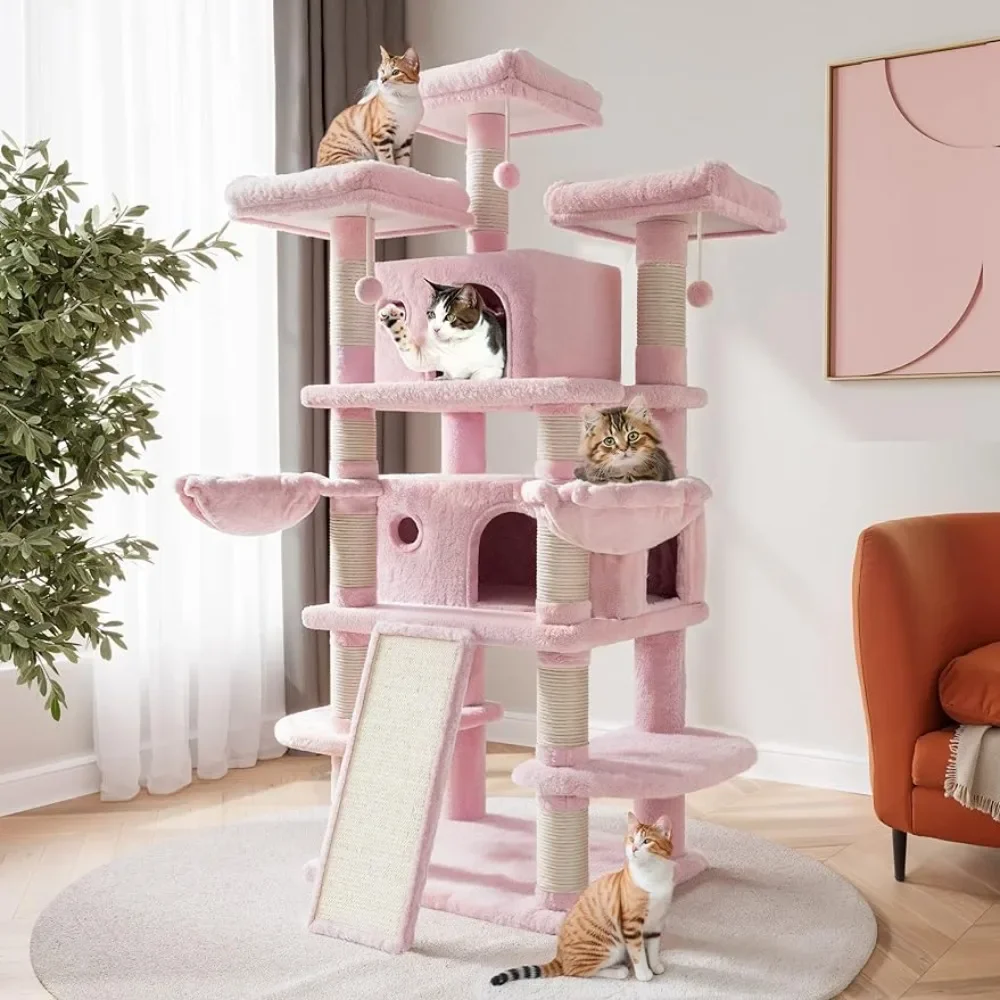 

68 Inches Multi-Level Large Cat Tree for Large Tower with Cat Condo/Cozy Plush Cat Perches/Sisal Scratching Posts