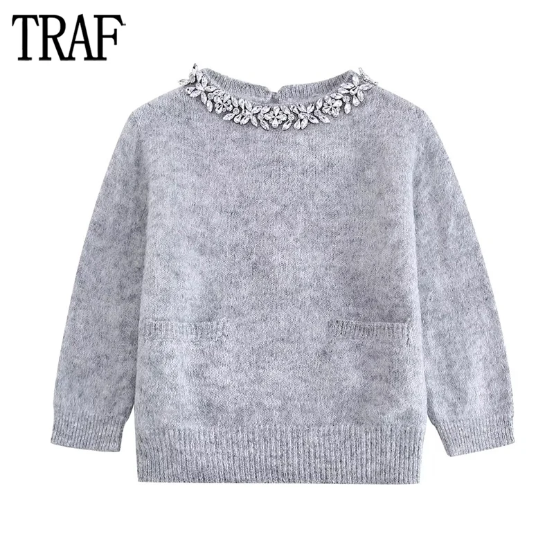TRAF 2024 Diamond Short Sweaters for Women Pullover Knitted Sweater Woman Short Sleeve Rib Sweater Women Winter Soft Knitwears 
TRAF 2024 Diamond Short Sweaters for Women Pullover Knitted Sweater Woman Short Sleeve Rib Sweater Women Winter Soft Knitwears