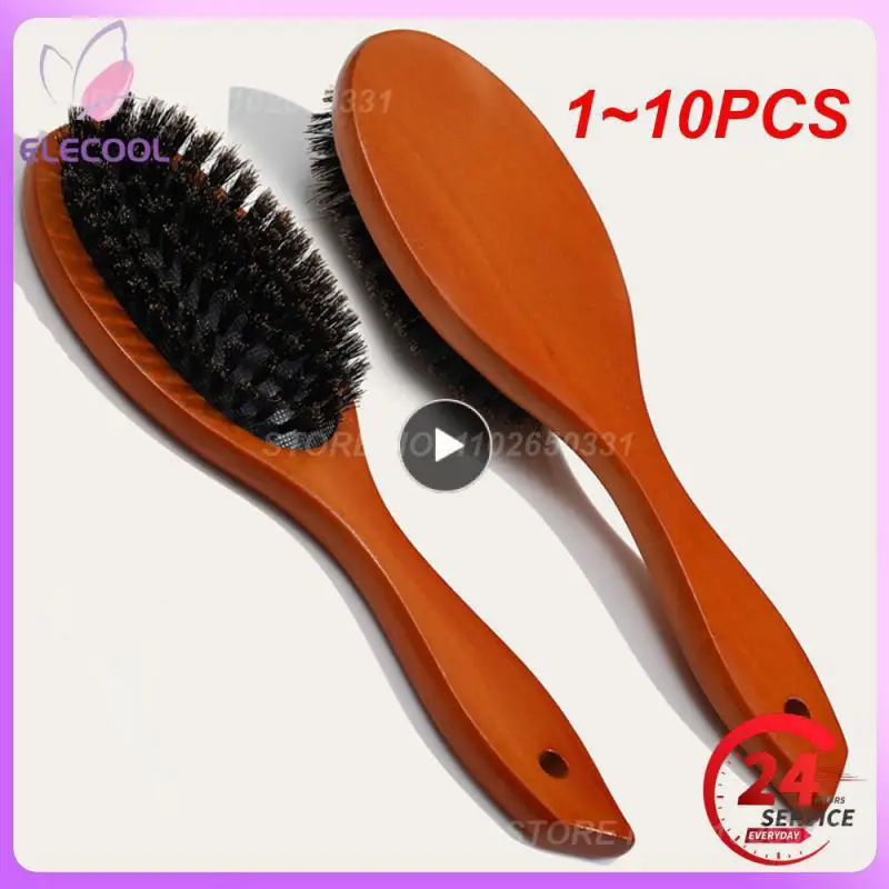 

1~10PCS Natural Boar Bristle Hairbrush Massage Comb Anti-static Hair Scalp Paddle Brush Beech Wooden Handle Hair Brush Comb