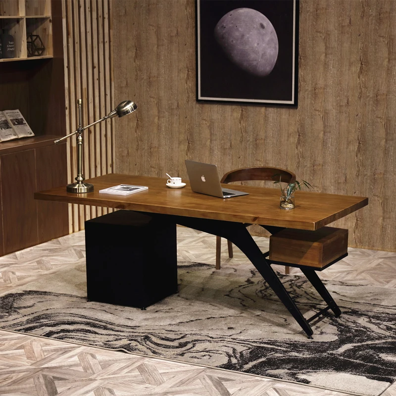 Solid wood desk boss desk simple modern industrial style computer desktop desk single wrought iron desk with drawer
Solid wood desk boss desk simple modern industrial style computer desktop desk single wrought iron desk with drawer