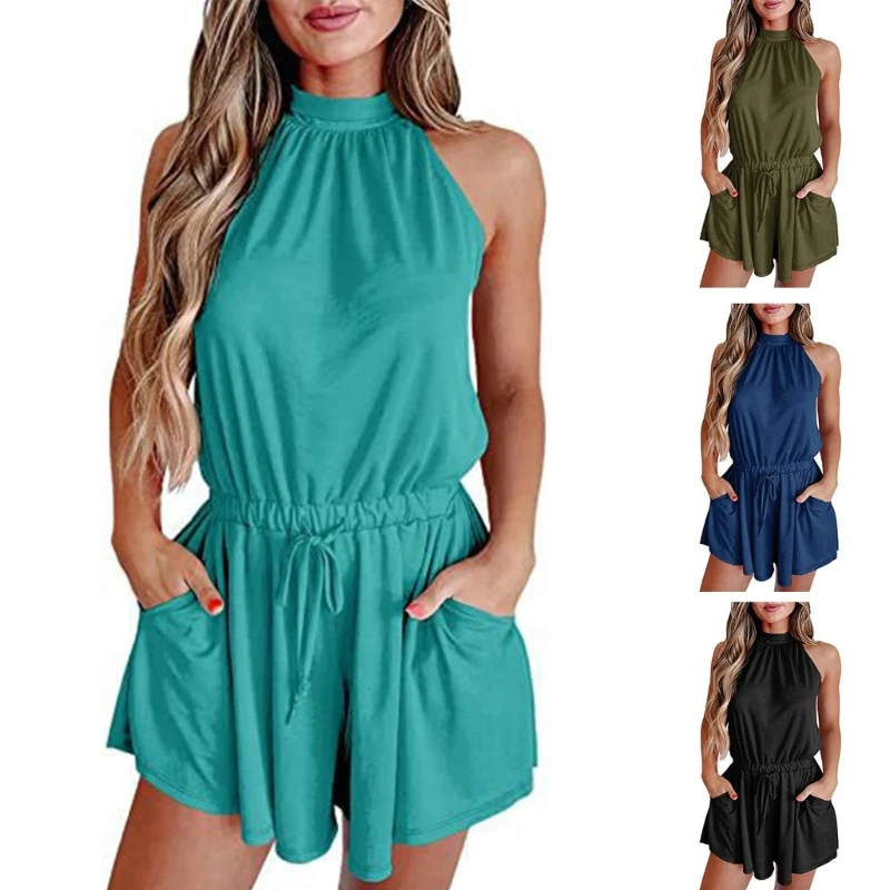 Women Summer Casual Shorts Jumpsuit Solid Color Losse Fit Sleeveless Sexy Top Rompers One-Pieces Shorts with Pocket P8DB
Women Summer Casual Shorts Jumpsuit Solid Color Losse Fit Sleeveless Sexy Top Rompers One-Pieces Shorts with Pocket P8DB