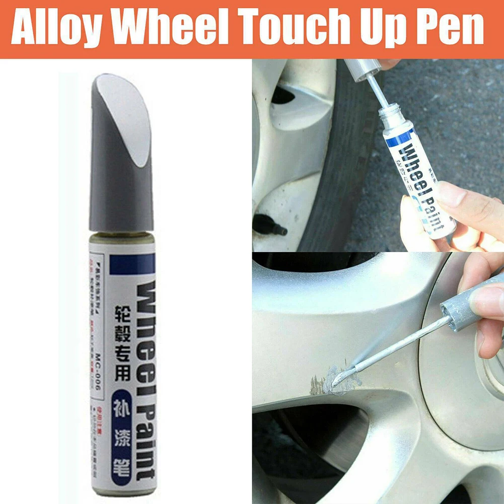 

1pc New Alloy Wheel Touch Up Pen Repair Paint W/ Brush Curbing Scratch Maker Tool Rim 12ml Car Body Repairing Tool Maintenance