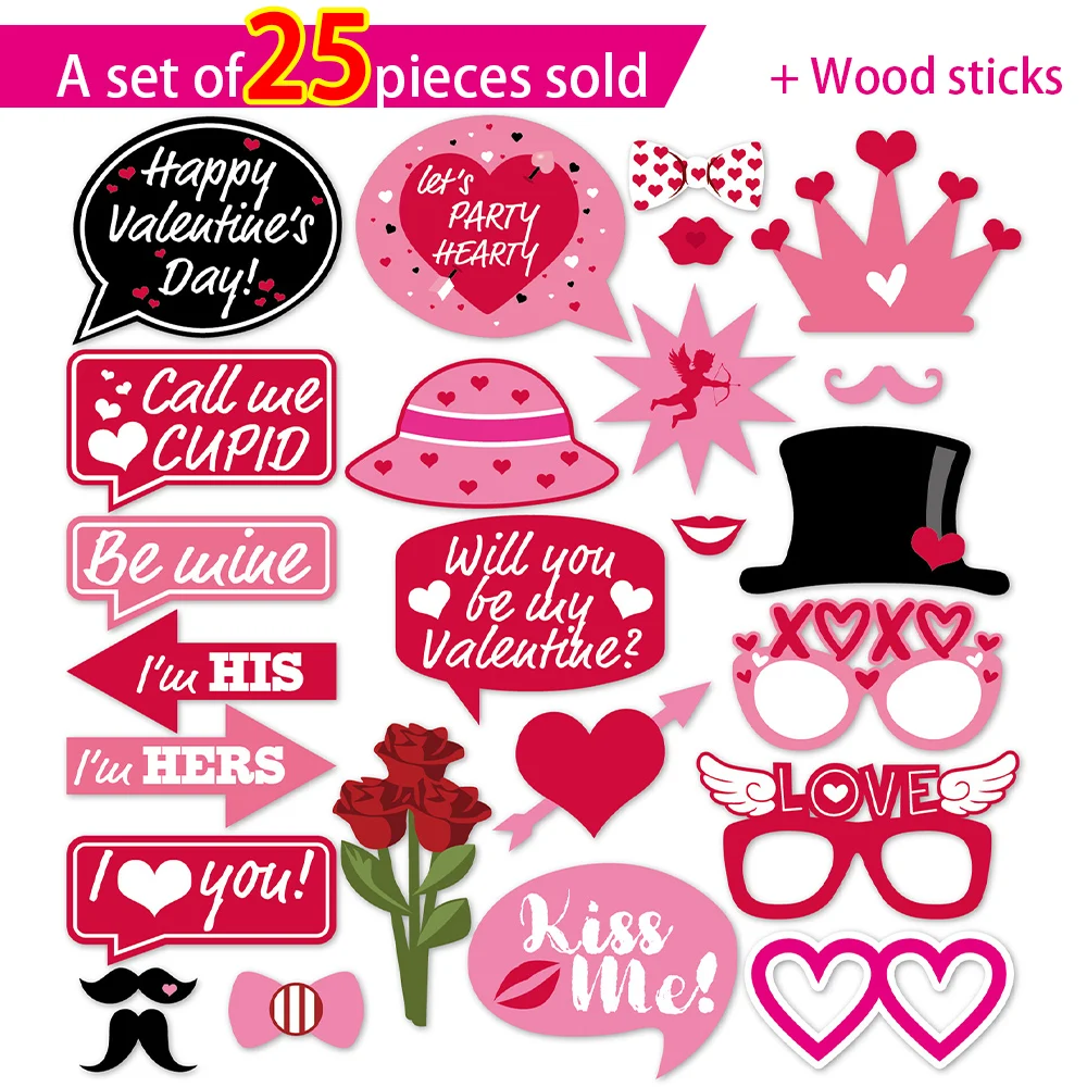 25pcs Photo Booth Props Set Valentine's Day Selfie Bachelorette Party Creative Handheld Photobooth Wedding Decor Romantic Gift
25pcs Photo Booth Props Set Valentine's Day Selfie Bachelorette Party Creative Handheld Photobooth Wedding Decor Romantic Gift