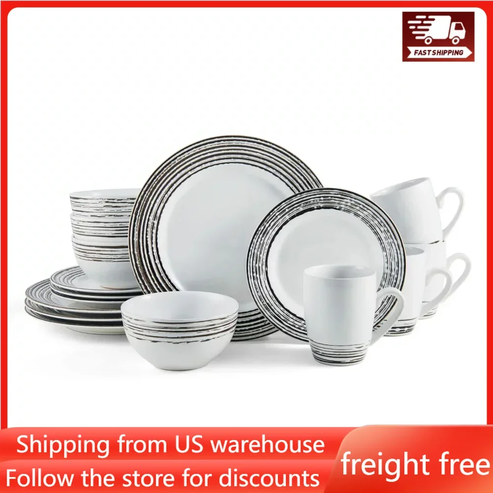 

Dinner Plates Set 16-Piece Dinnerware Set Stoneware Free Shipping Dish Food Plate Ceramic Dishes to Eat Sets Tableware Kitchen