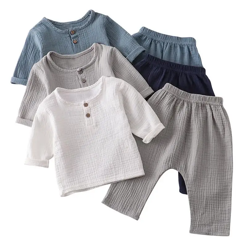 Muslin Kids Clothing Sets Autumn Baby Pullover Tops Ninth Pants Solid Color Boys Girls Outfit Spring Children Loungewear 2Pcs
Muslin Kids Clothing Sets Autumn Baby Pullover Tops Ninth Pants Solid Color Boys Girls Outfit Spring Children Loungewear 2Pcs