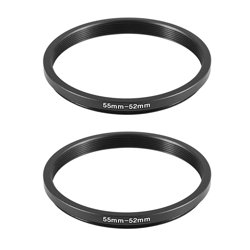 

2Pcs 55Mm-52Mm 55Mm To 52Mm Black Step Down Ring Adapter For Camera
