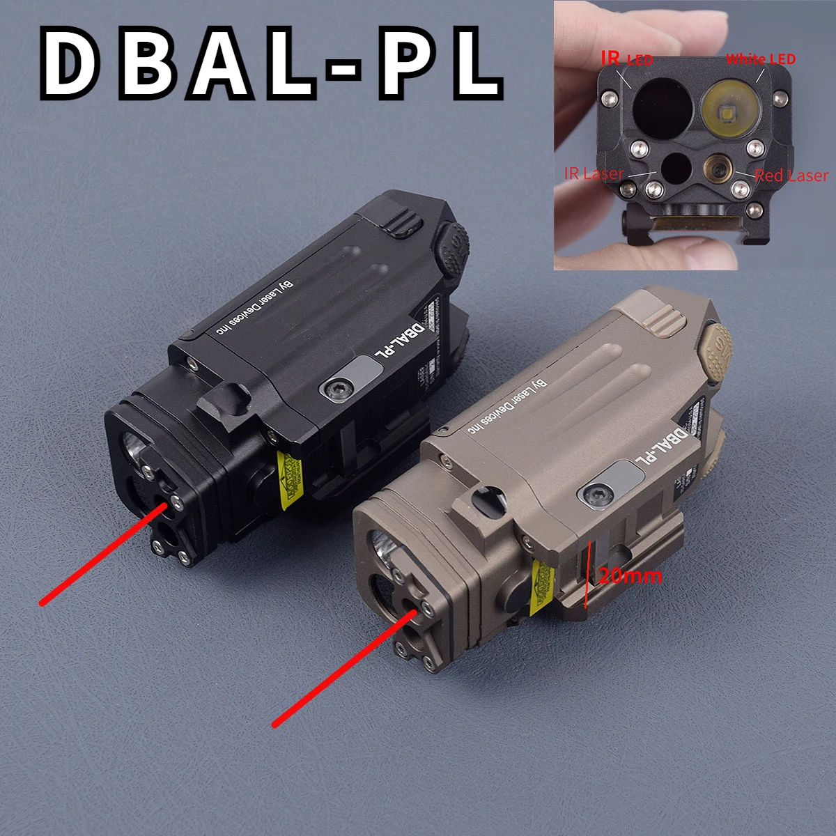 

Tactical DBAL DBAL-PL IR Laser Light Combo Strobe Weapon Light LED Gun Flashlight With Red Laser NV Illuminator For 20mm Rail