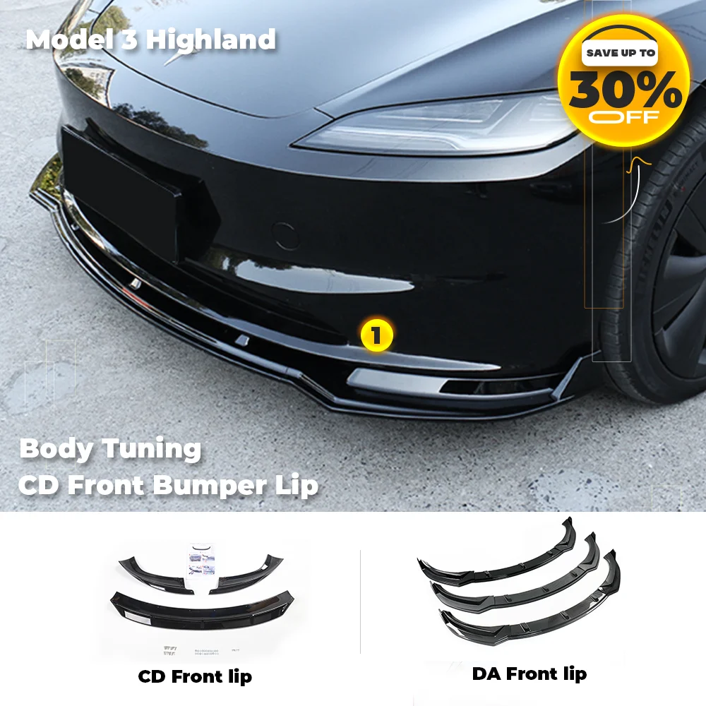 

Nirvana For Tesla 2024 Model 3 Highland Front Bumper Lip CD Style Glossy Carbon Fiber Body Kit 2023 Tesla Tuning Accessories