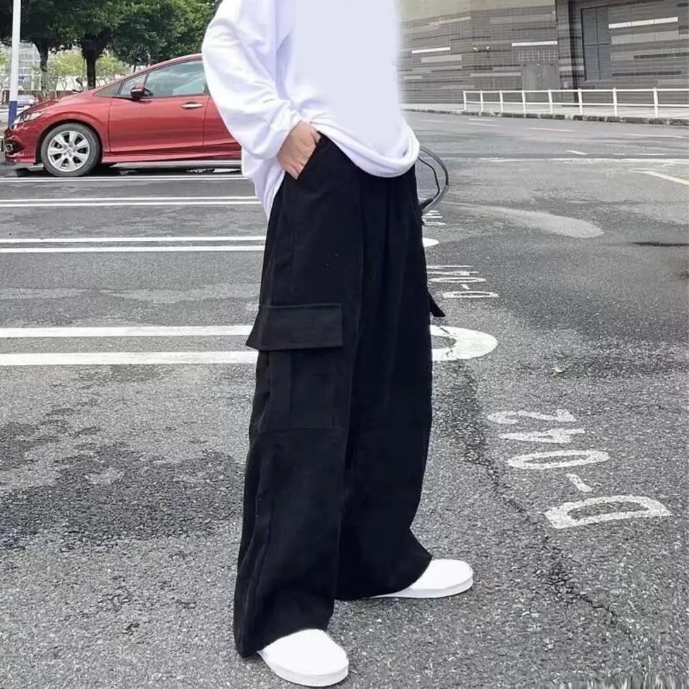 Solid Color Pants Men's Wide Leg Cargo Pants with Drawstring Waist Multiple Pockets High Street Style Soft for Comfortable
Solid Color Pants Men's Wide Leg Cargo Pants with Drawstring Waist Multiple Pockets High Street Style Soft for Comfortable
